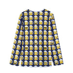 Beer Emoji Pattern Print Long Sleeve Short Coat