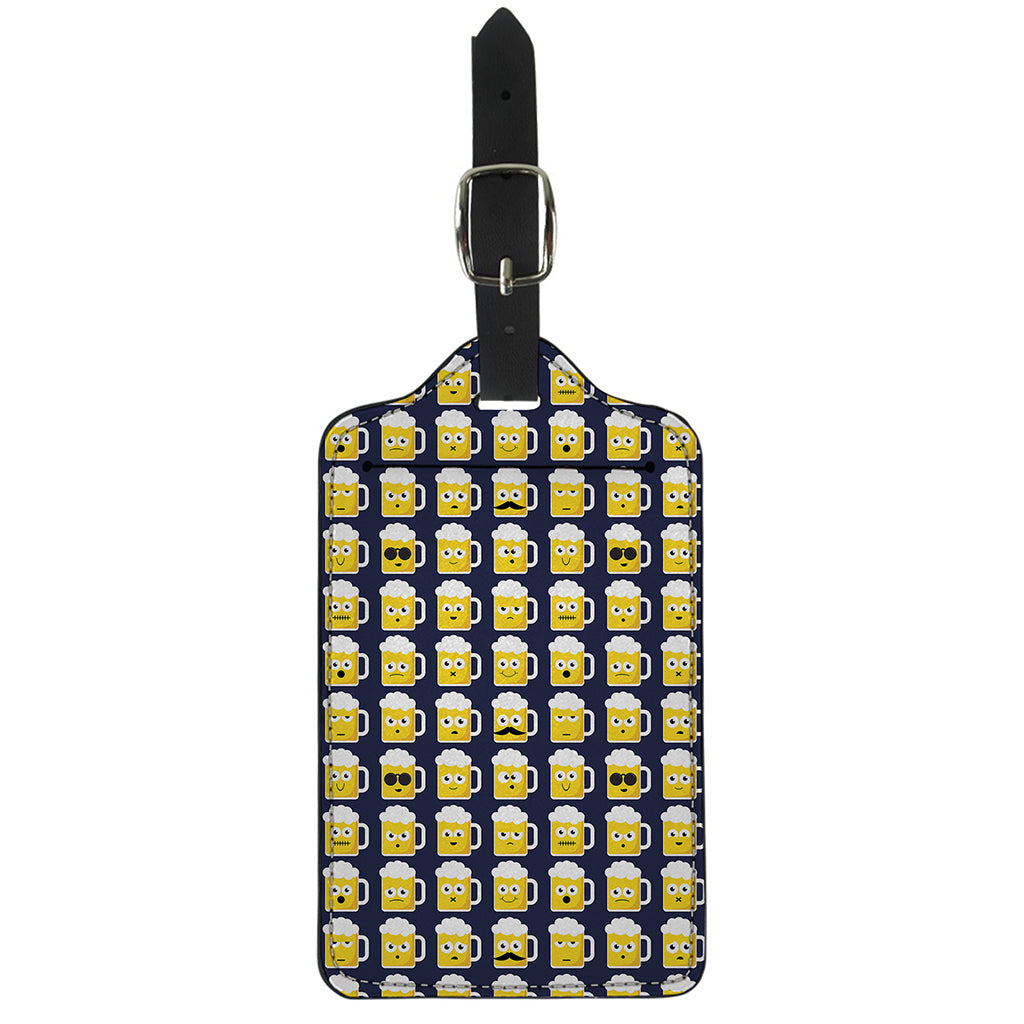 Beer Emoji Pattern Print Luggage Tag
