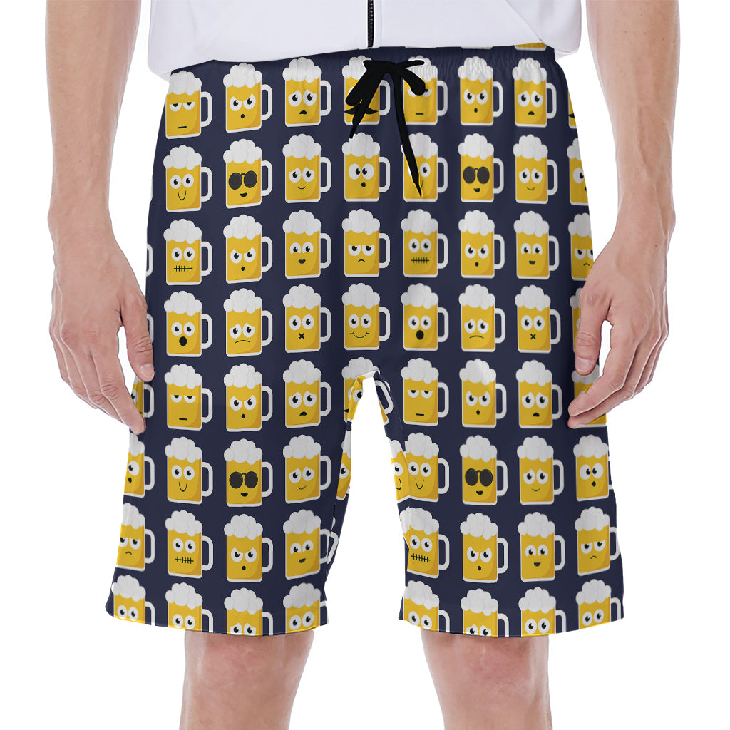 Beer Emoji Pattern Print Men's Beach Shorts