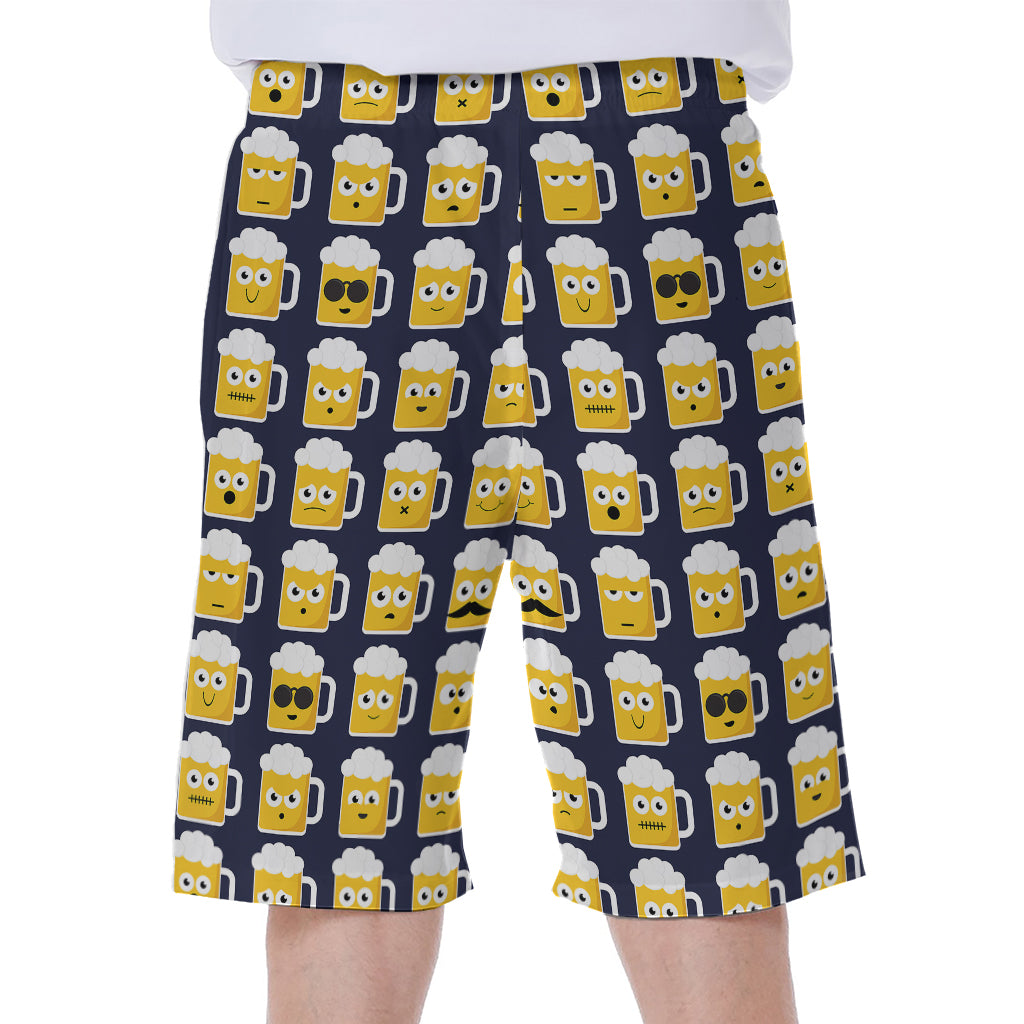 Beer Emoji Pattern Print Men's Beach Shorts