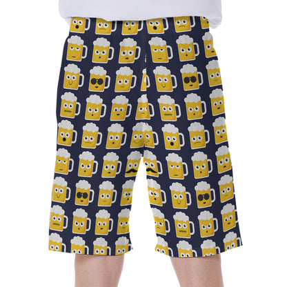 Beer Emoji Pattern Print Men's Beach Shorts