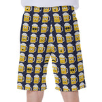 Beer Emoji Pattern Print Men's Beach Shorts