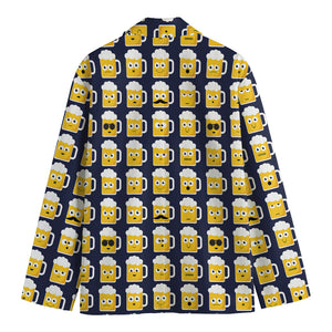 Beer Emoji Pattern Print Men's Blazer