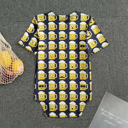 Beer Emoji Pattern Print Men's Bodysuit
