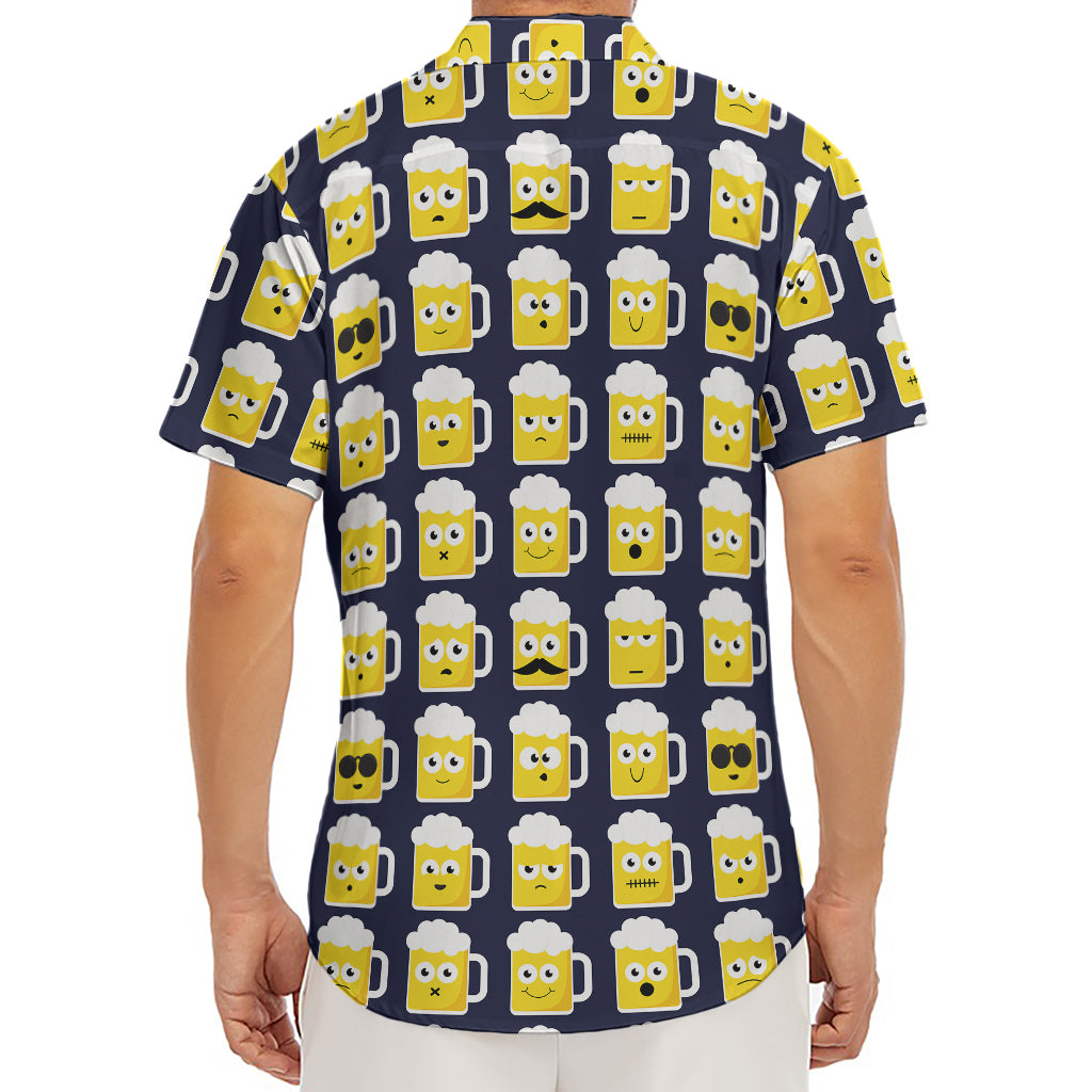 Beer Emoji Pattern Print Men's Deep V-Neck Shirt