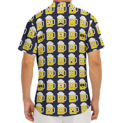 Beer Emoji Pattern Print Men's Deep V-Neck Shirt