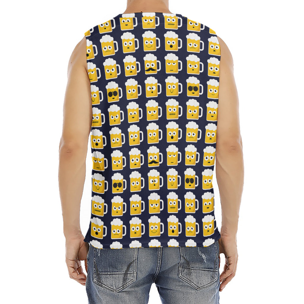 Beer Emoji Pattern Print Men's Fitness Tank Top