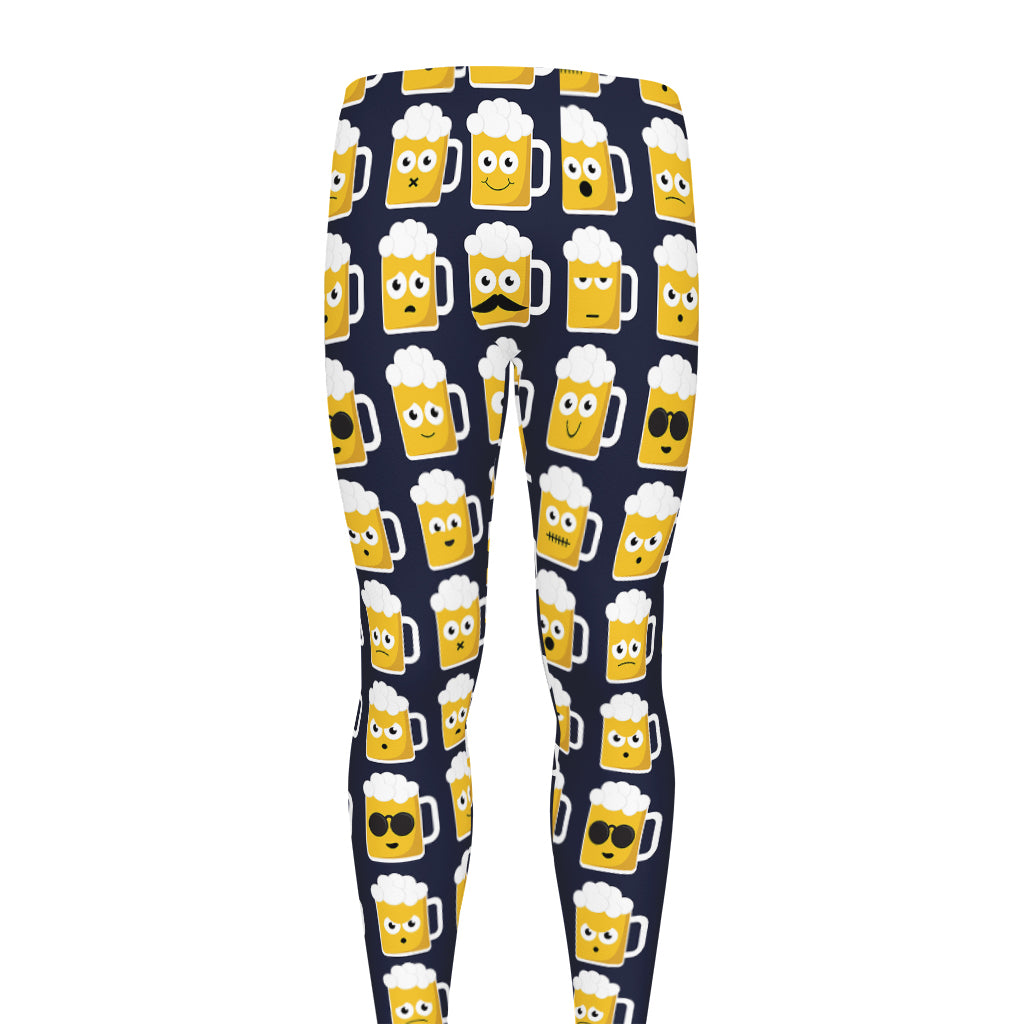 Beer Emoji Pattern Print Men's leggings