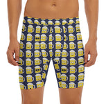 Beer Emoji Pattern Print Men's Long Boxer Briefs