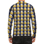 Beer Emoji Pattern Print Men's Long Sleeve Rash Guard
