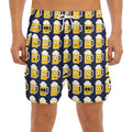 Beer Emoji Pattern Print Men's Split Running Shorts