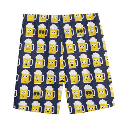 Beer Emoji Pattern Print Men's Sports Shorts