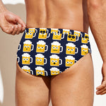 Beer Emoji Pattern Print Men's Swim Briefs