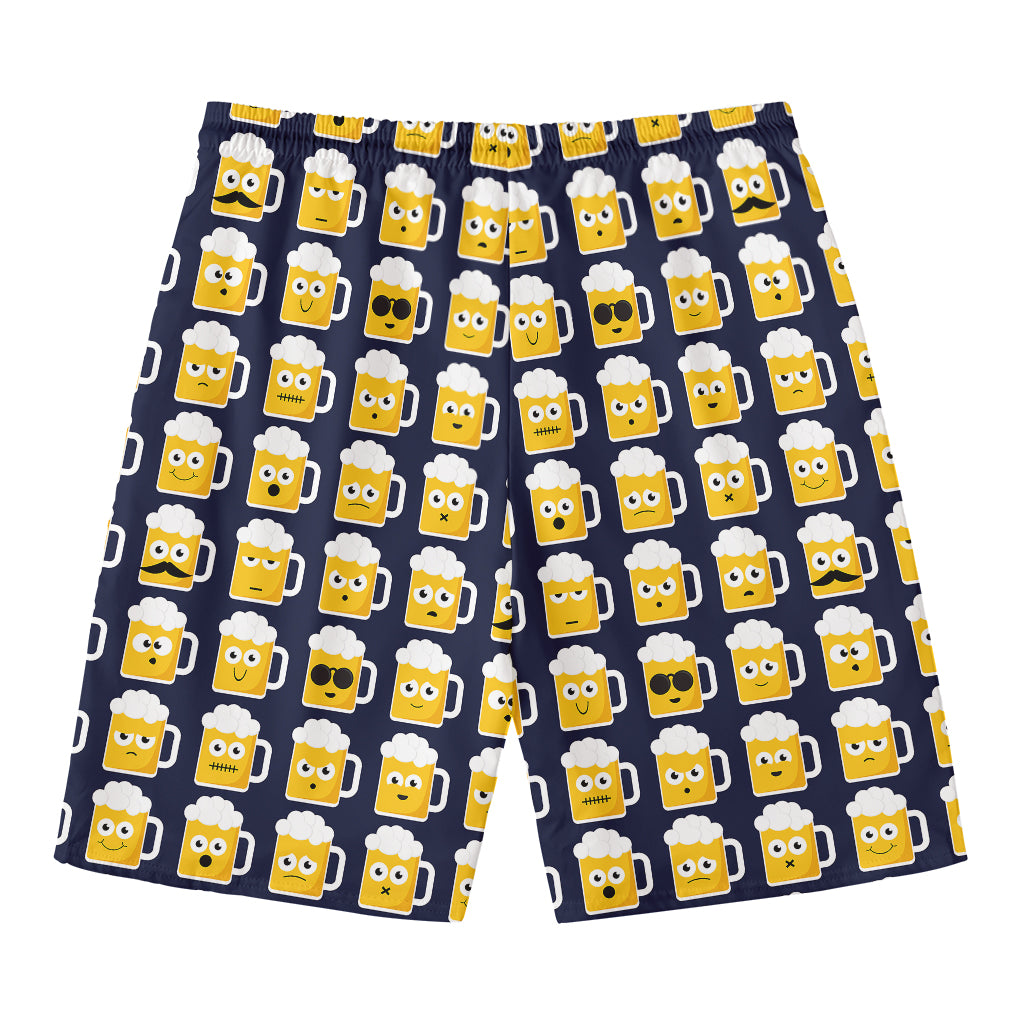 Beer Emoji Pattern Print Men's Swim Trunks