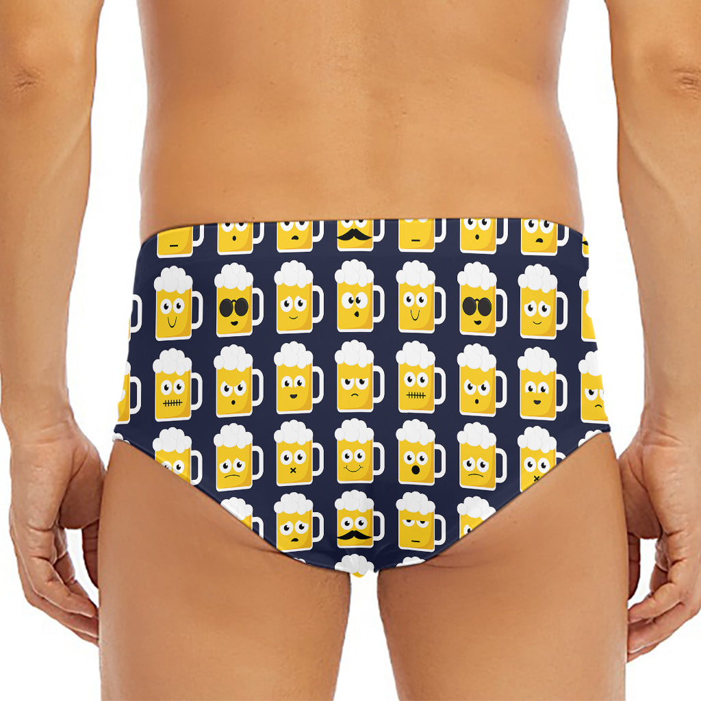 Beer Emoji Pattern Print Men's Triangle Swim Briefs