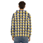 Beer Emoji Pattern Print Men's Velvet Pullover Hoodie