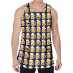 Beer Emoji Pattern Print Men's Velvet Tank Top