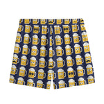 Beer Emoji Pattern Print Mesh Shorts