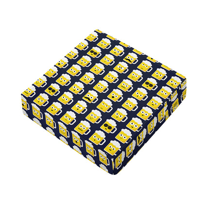 Beer Emoji Pattern Print Outdoor Seat Cushion Cover