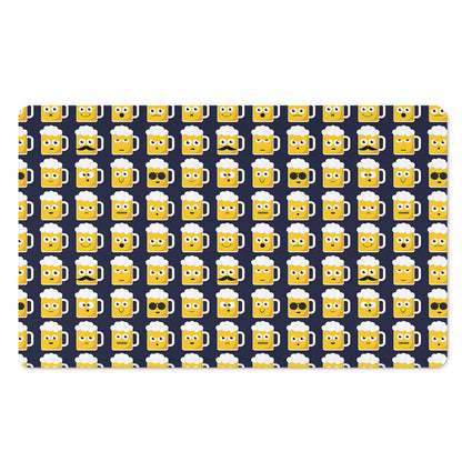 Beer Emoji Pattern Print Polyester Doormat
