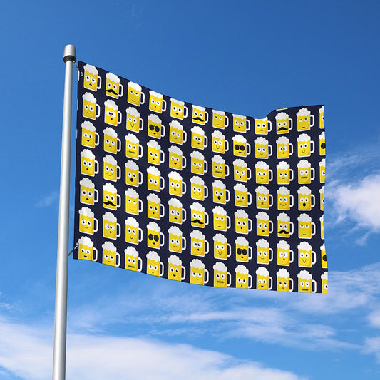Beer Emoji Pattern Print Polyester Flag