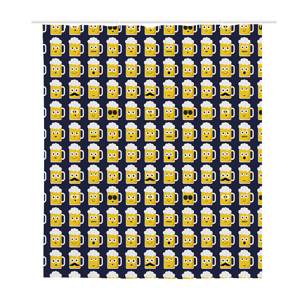 Beer Emoji Pattern Print Polyester Shower Curtain