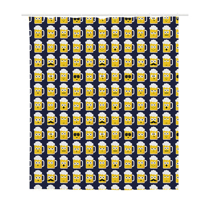 Beer Emoji Pattern Print Polyester Shower Curtain