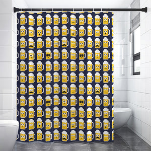 Beer Emoji Pattern Print Premium Shower Curtain