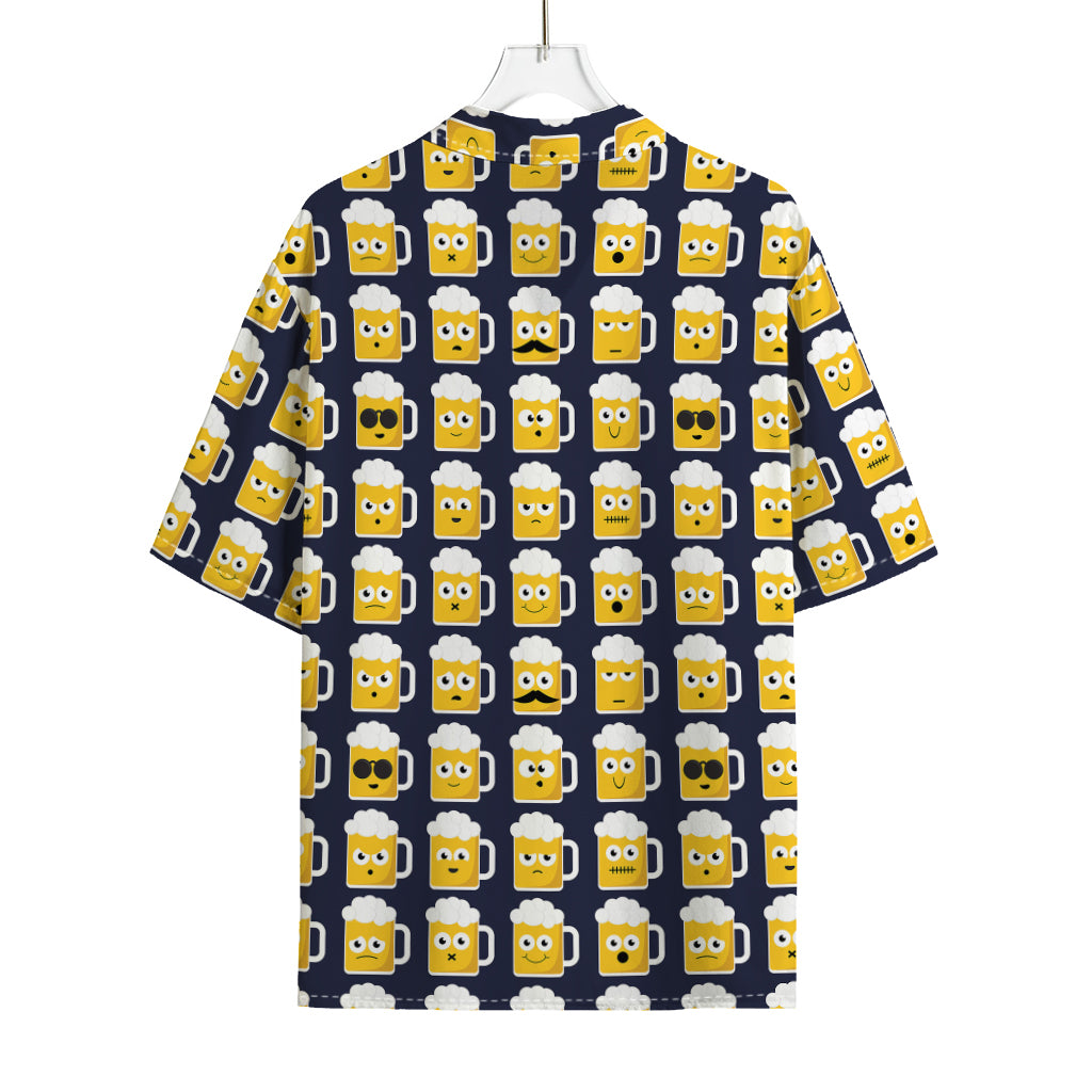 Beer Emoji Pattern Print Rayon Hawaiian Shirt