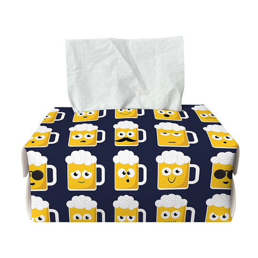 Beer Emoji Pattern Print Rectangle Tissue Box Cover