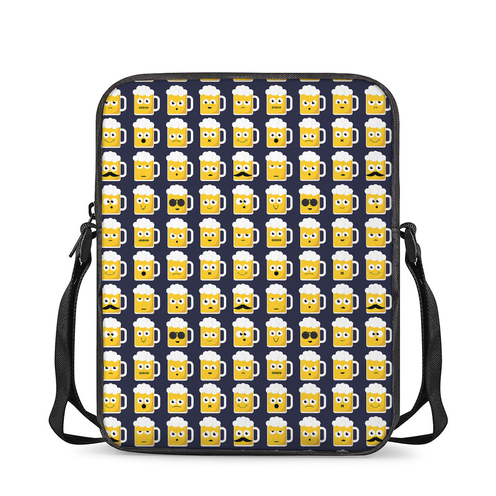 Beer Emoji Pattern Print Rectangular Crossbody Bag