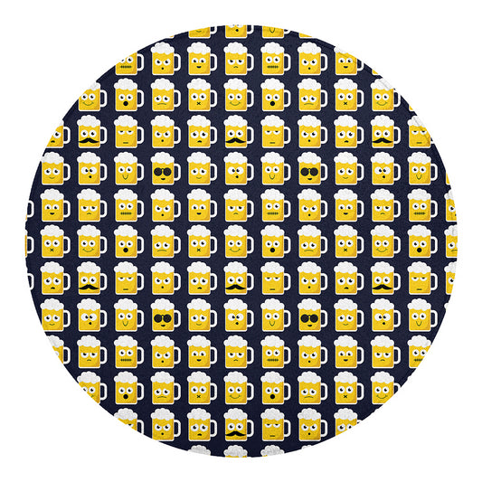 Beer Emoji Pattern Print Round Blanket