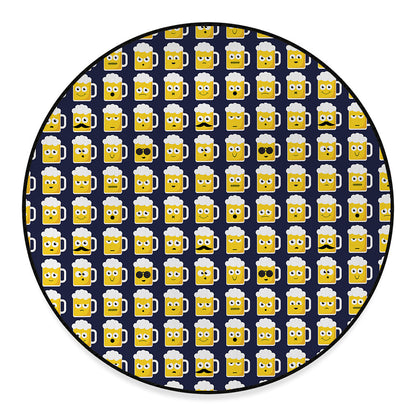 Beer Emoji Pattern Print Round Floor Mat