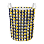 Beer Emoji Pattern Print Round Laundry Basket