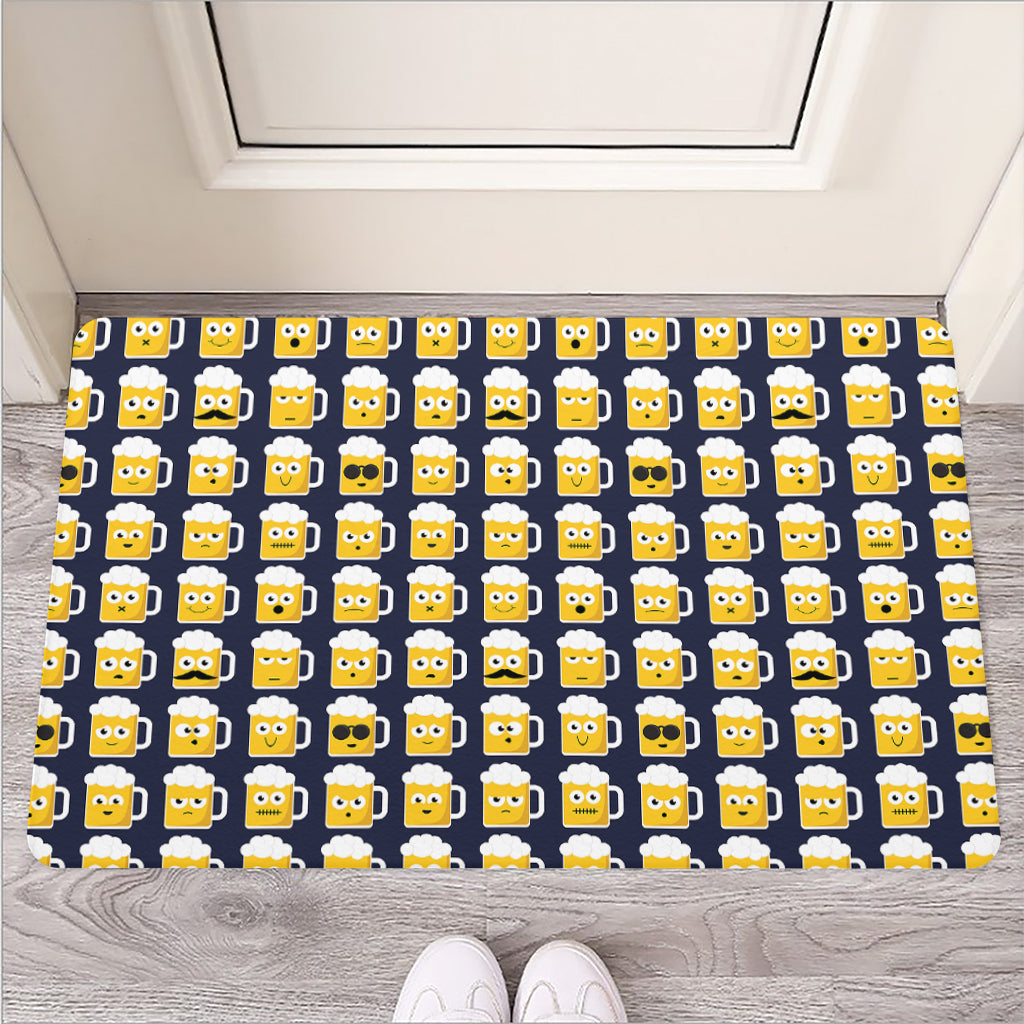 Beer Emoji Pattern Print Rubber Doormat