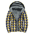 Beer Emoji Pattern Print Sherpa Lined Zip Up Hoodie