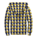 Beer Emoji Pattern Print Sherpa Lined Zip Up Hoodie