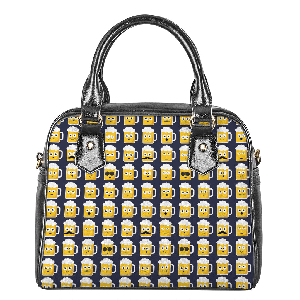 Beer Emoji Pattern Print Shoulder Handbag