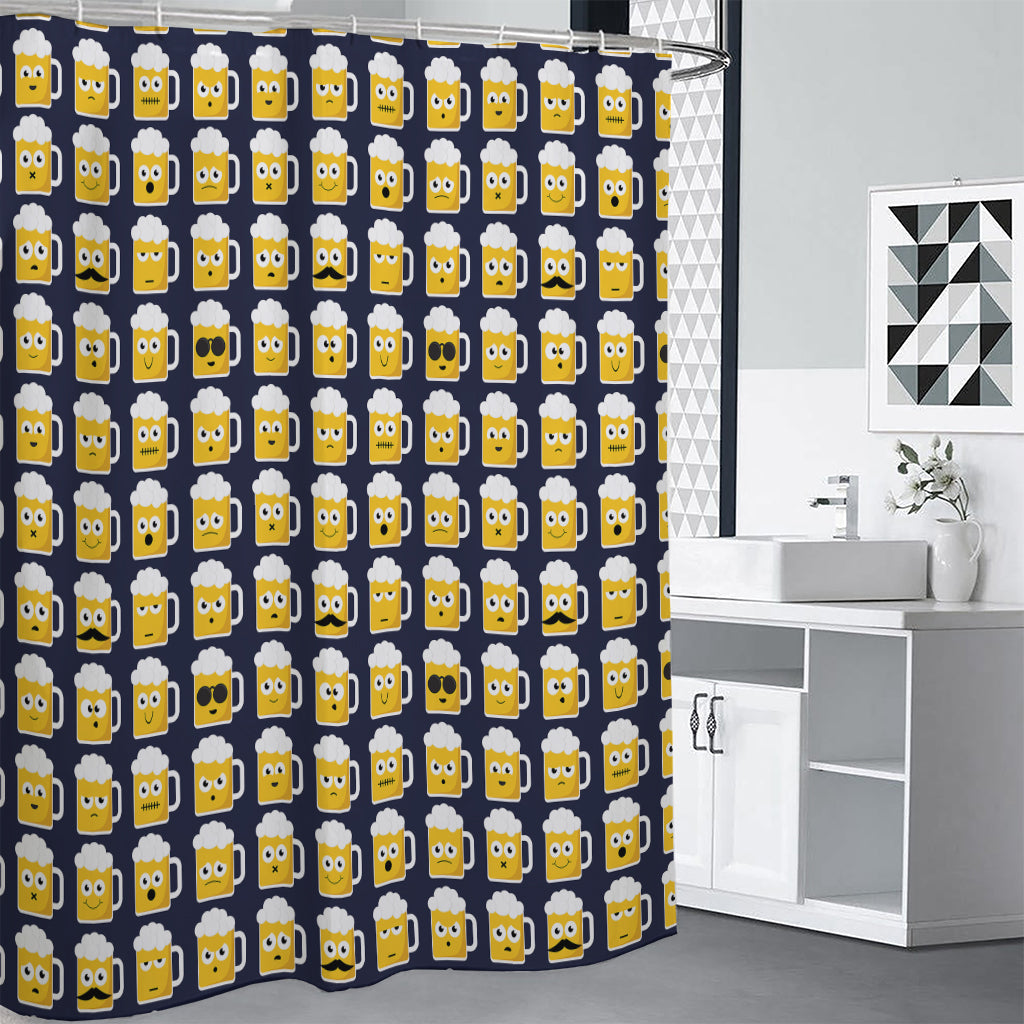 Beer Emoji Pattern Print Shower Curtain