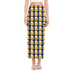 Beer Emoji Pattern Print Side Slit Maxi Skirt