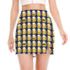 Beer Emoji Pattern Print Side Slit Mini Skirt