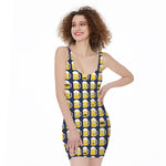 Beer Emoji Pattern Print Sleeveless Bodycon Dress