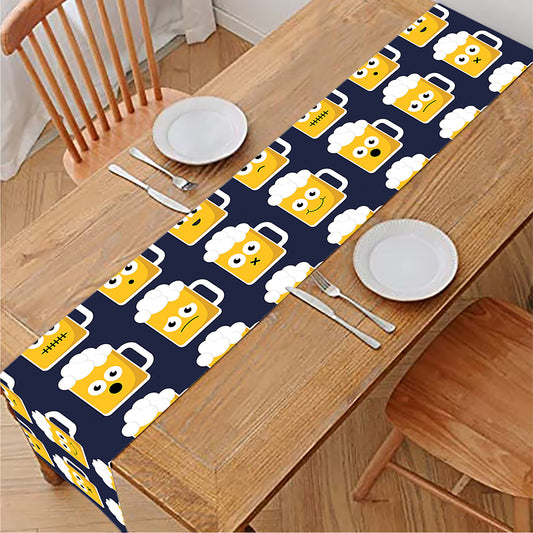 Beer Emoji Pattern Print Table Runner