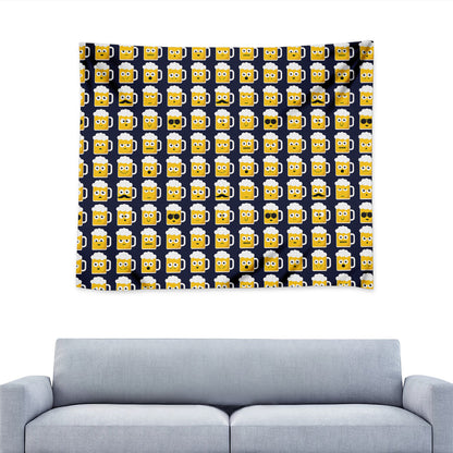Beer Emoji Pattern Print Tapestry