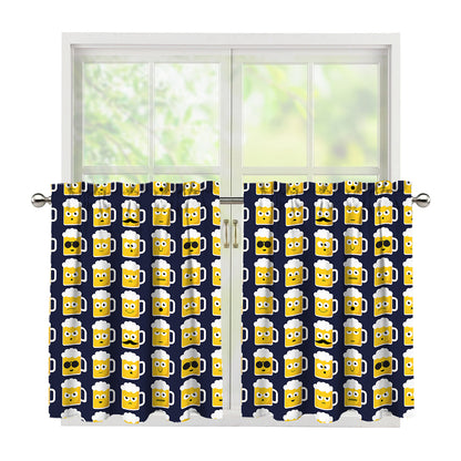 Beer Emoji Pattern Print Tier Curtains