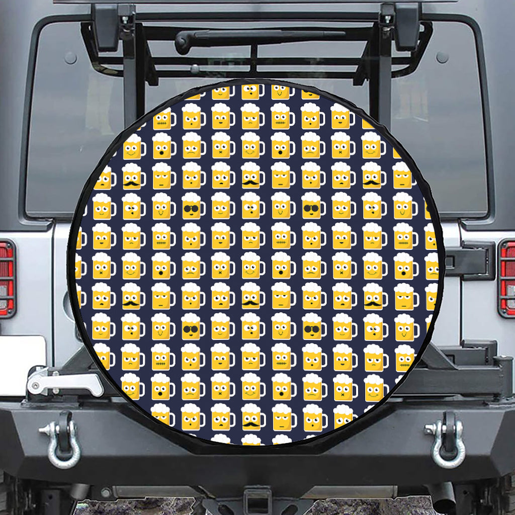 Beer Emoji Pattern Print Tire Cover