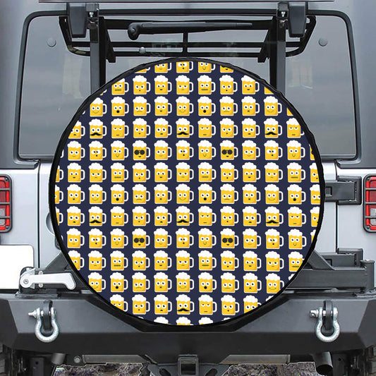 Beer Emoji Pattern Print Tire Cover