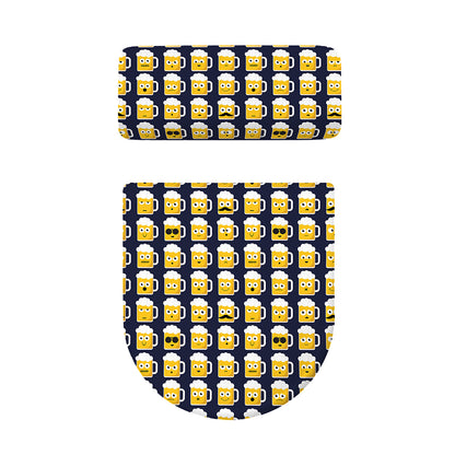 Beer Emoji Pattern Print Toilet Lid And Tank Cover Set