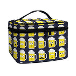 Beer Emoji Pattern Print Travel Makeup Bag