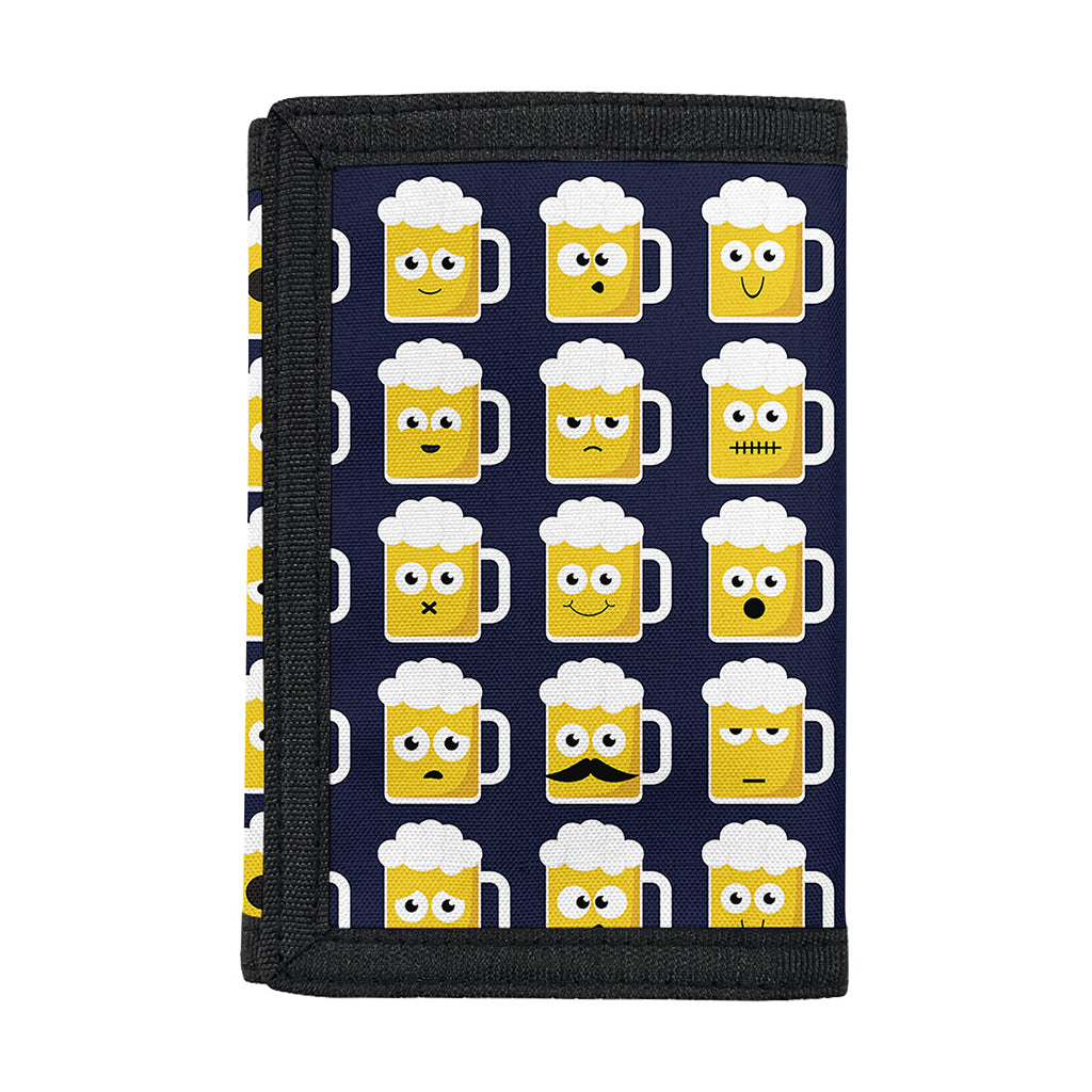 Beer Emoji Pattern Print Trifold Wallet